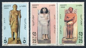 Egypt 1385-1387a,MNH. Statues 1989 of K.Arb priest,Queen Nefert,King Ra Hoteb. 