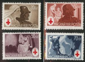 HUNGARY Scott B171-4 MH* 1944 Red Cross Semi-Postal set