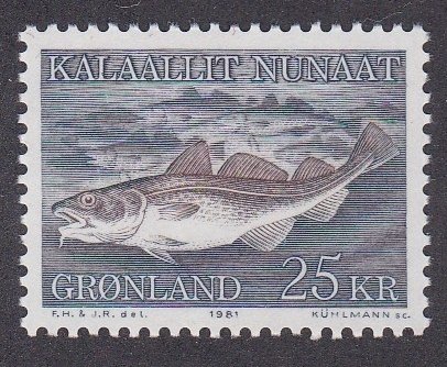 Greenland # 140, Marine Life - Codfish, Mint NH, 1/3 Cat.