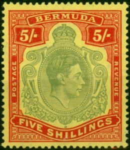 Bermuda 1943 5s Pale Bluish Green & Carmine-Red Pale Yellow SG118d Fine LMM R...