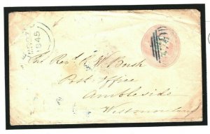 GB Cover *629* BRIGHT BLUE NUMERAL Lancs *Fleetwood* 1d Pink Stationery 1845 N32