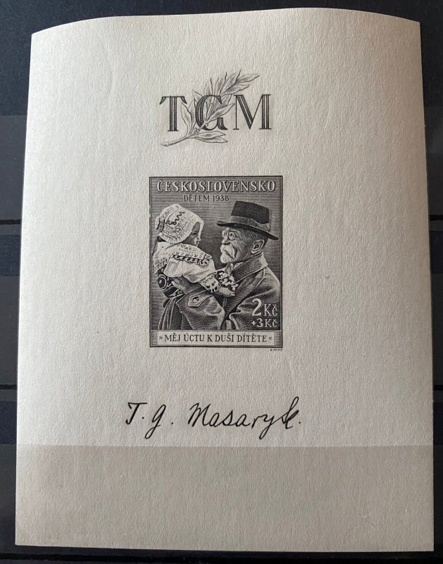 CZECHOSLOVAKIA SC#B152 TG Masaryk Souvenir Sheet (1938) MNH
