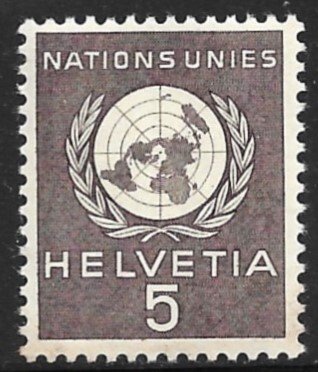 SWITZERLAND 1955-59 5c Emblem UN Official Sc 7O21 MNH