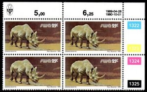 SWA - 1980 Wildlife 25c 1989.04.28 Plate Block MNH** SG 361a