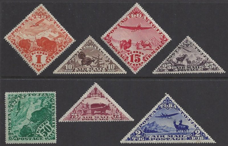 Tannu Tuva #C1, C3-7, C9 Mint, various designs, issued 1934