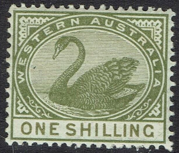 WESTERN AUSTRALIA 1885 SWAN 1/- WMK CROWN CA  