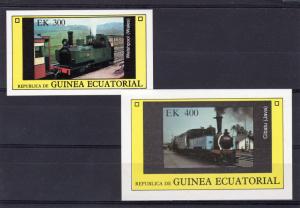 Equatorial Guinea 1977 Locomotives-Trains 2 S/S Imperforated MNH VF