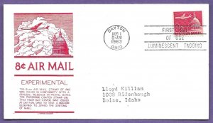 C64a - TAGGED,  1963 8c AIRMAIL,  C.S. ANDERSON FIRST DAY COVER ADDRESSED.