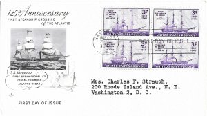 #923 FDC, 3c Steamship, Art Craft cachet - single/block of 4