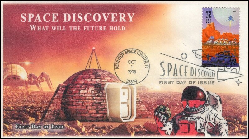 AO 3241,1998, Space Discovery, FDC, Future Space, Add On Cachet, SC 3241