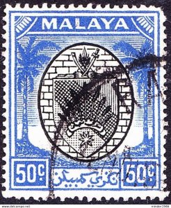 MALAYA NEGRI SEMBILAN 1949 50c Black & Blue SG59 Fine Used