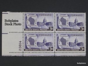 BOBPLATES #957 Wisconsin Plate Block F-VF MintNH ~See Details for #s/Pos