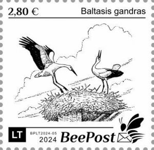 BEEPOST LITHUANIA - 2024 - White Stork - Perf Single Stamp - M N H-Private Issue