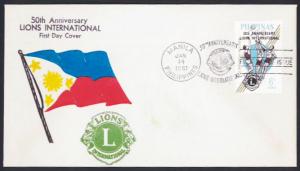 Philippines   1967 Surcharge 50th Anniv of Lions Int'l FDC