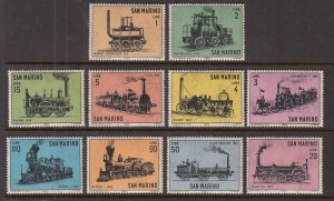 San Marino 594-603 Trains MNH VF