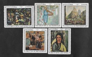 SE)1970 CUBA, WORKS OF ART FROM THE NATIONAL MUSEUM, 5 MNH STAMPS