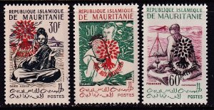 Mauritania (1962) #129, 130, 132 Overprint, MNH. Complete set.