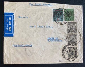 1934 Singapore Straits Settlement Airmail Cover To Prague Czechoslovakia
