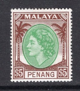 Malaya Penang 1954 QE $5 High Value Mint H #44