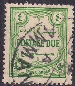 Transjordan 1929 - 39 KGV 4 mils Green Postage Due used Perf 14 SG D191 ( R605 )