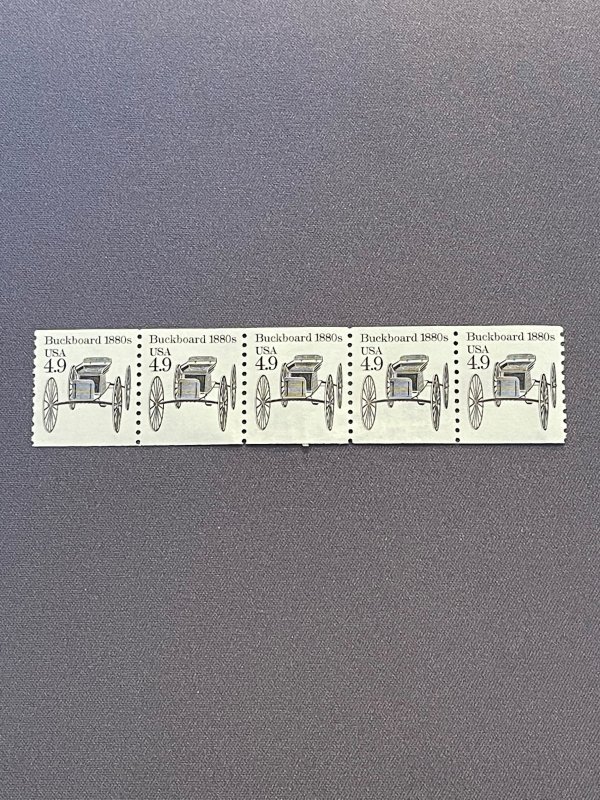 2124, Buckboard, Unused, No Gum, Strip of 5, CV $2.75