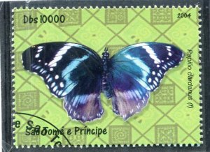 Sao Tome & Principe 8.08.2004 BUTTERFLIES 1 stamps Fine Used VF