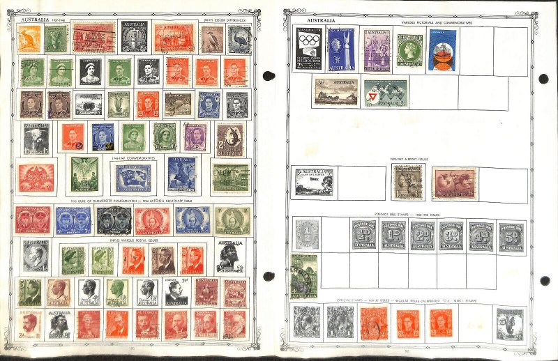 Australia Stamp Collection on 17 Album Pages, 1913-1967 