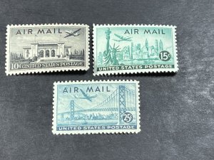 U.S.# C34-C36-MINT/HINGED----COMPLETE SET---AIR-MAIL---1947