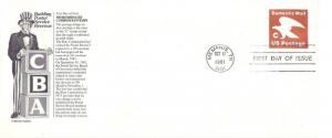 U594 'C' Domestic Mail embossed #10 Stamped Envelope Aristocrat Cachets FDC