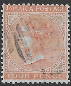 Jamaica 10  1872  4 pence   fine used