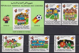 Comoro Islands 1982 Soccer World Cup Spain Mi.665 - 9B, Bl.233B Imperf. MNH
