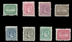 Cook Islands #30/38 Cat$181.75, 1902 1/2p-1sh, complete except for 6p, hinged