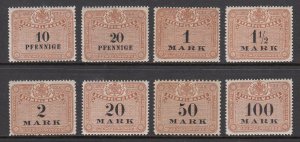 Germany, Saxony, 1895 Stempelmarke Revenues, 8 different, MNH, sound, F-VF.