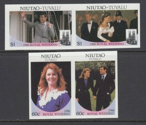 Tovalu, Niutao Sc 49-52 MNH. 1986 Royal Wedding, choice imperf pairs, fresh, VF