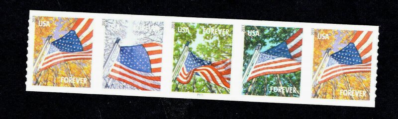 4770-73  Flags For All Seasons Plate Strip #P1111 MNH