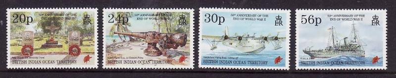 BIOT-Sc#163-6-unused NH set-End of WWII-Ships-Planes-1995-please note there is a