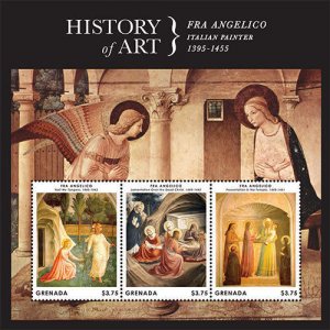 Grenada- 2013 - History of Art Stamp- sheetlet of 3 Scott #3890 - MNH