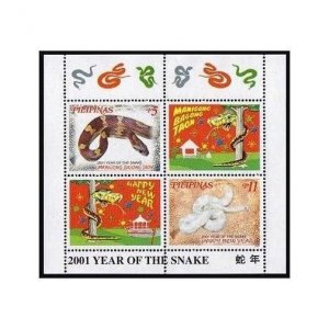 Philippines 2707-2708,2708a A,B sheets,MNH. New Year 2001,Lunar Year of Snake.