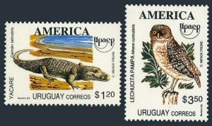 Uruguay 1504-1505, MNH. Mi 1998-1999. UPAEP 1993: Caiman, Athene cunicularia.