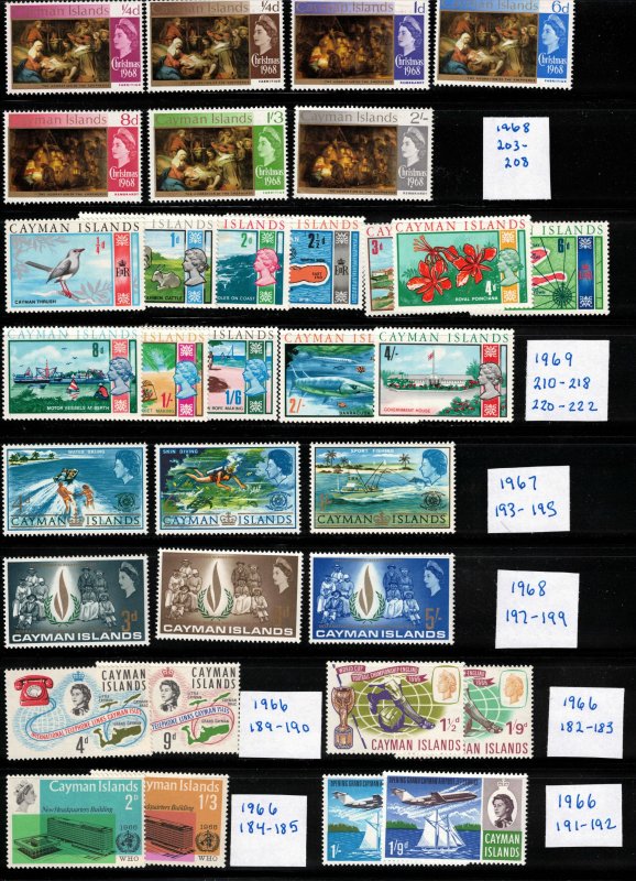 CAYMAN ISLANDS - Lot of Mint Stamps from the 1960's in mostly Sets