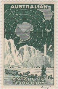 Australia AAT #L3 1959 1 Shilling Green Dog-team, Iceberg & Map MNH-XF.