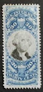 USA REVENUE STAMP SECOND ISSUE 1871 30 CENTS CUT CANCEL SCOTT #R113