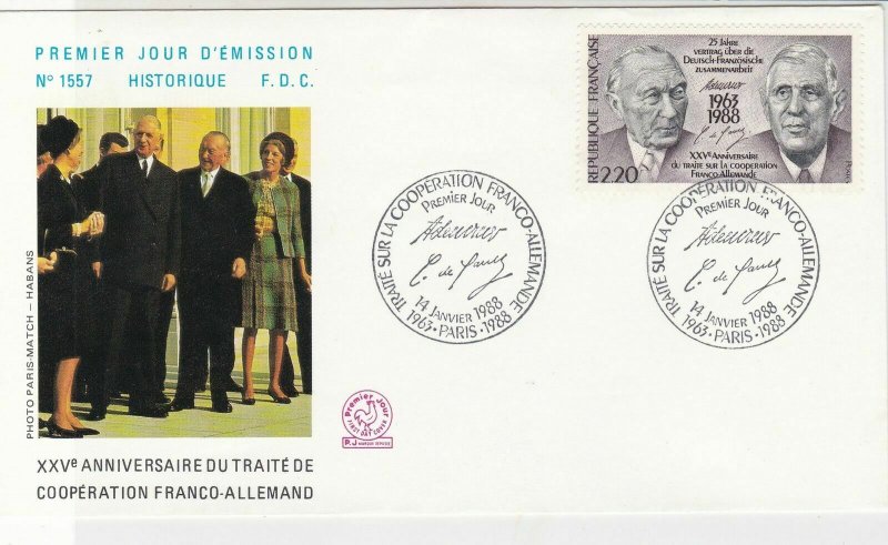 France 1988 25th Anniv France + Germany Slogan Cancels Stamp FDC Cover Ref 31656