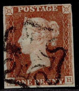 GB QV SG7, 1d red-brown BLACK PLATE 8, FINE USED. Cat £240. 