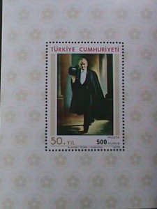 TURKEY -1973-SC#1959 ATATURK-50TH ANNIVERSARY REPUBLIC-TURKEY IMPERF-MNH S/S