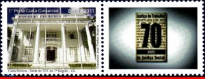 3176 BRAZIL 2011 JUSTICE OF THE WORK CEARA, 70 YEARS, ARCHITECRURE, C-3098, MNH