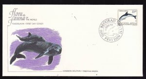 Flora & Fauna of the World #65d-stamp on FDC-Common Dolphin-Whales-Marine Lif