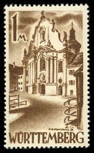 GERMANY WURTTEMBERG Sc 8N13 MH - 1947 1m Zwiefalten Church