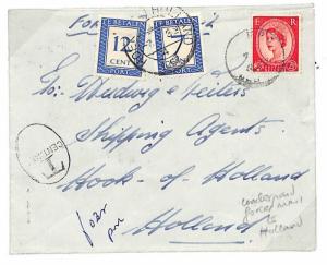 GB QEII WILDING Underpaid Postage Dues Holland Military Mail PTS 1957 GT243