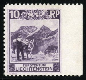 Liechtenstein #96 (Mi. 96AUr) Cat€150, 1930 10rp deep violet, variety imper...